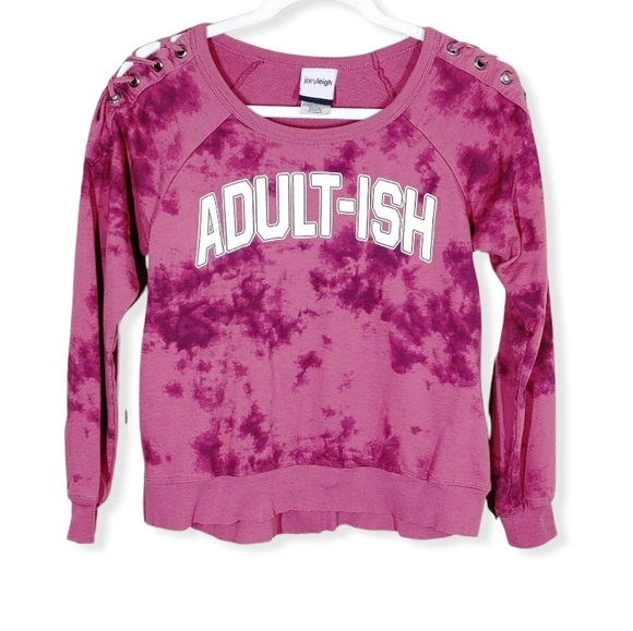 jerry leigh Tops - Jerry Leigh Maroon Graphic Tie Dye Sweatshirt Small